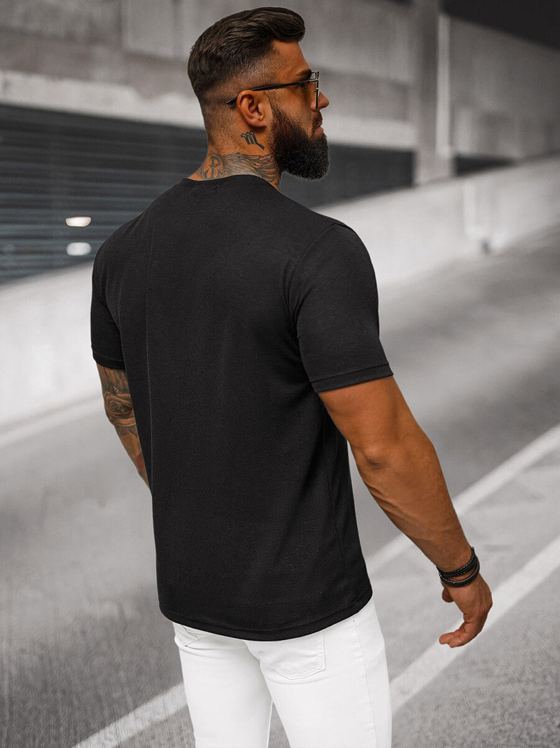 T-shirt męski czarny OZONEE O/L1451