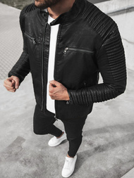 Kurtka skórzana męska czarna OZONEE YD/BF5920107Z