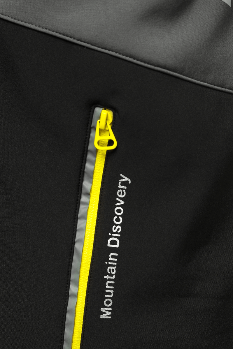 Kurtka softshell męska z kapturem czarno-szara OZONEE JS/HH022/1BZ