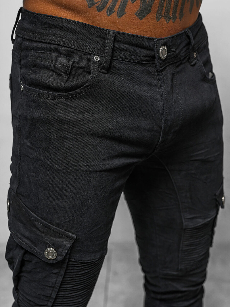 Spodnie męskie joggery czarne OZONEE O/E6979N