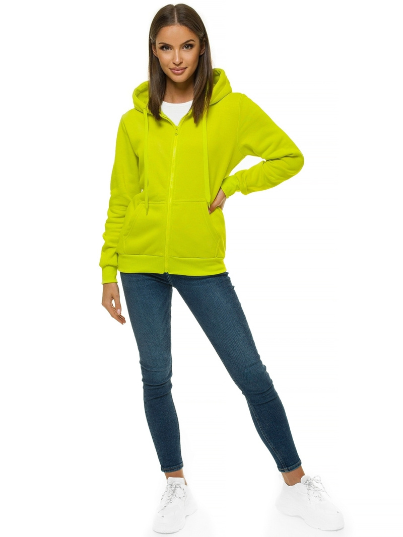 Bluza damska rozpinana z kapturem limonkowa OZONEE JS/W03/71Z