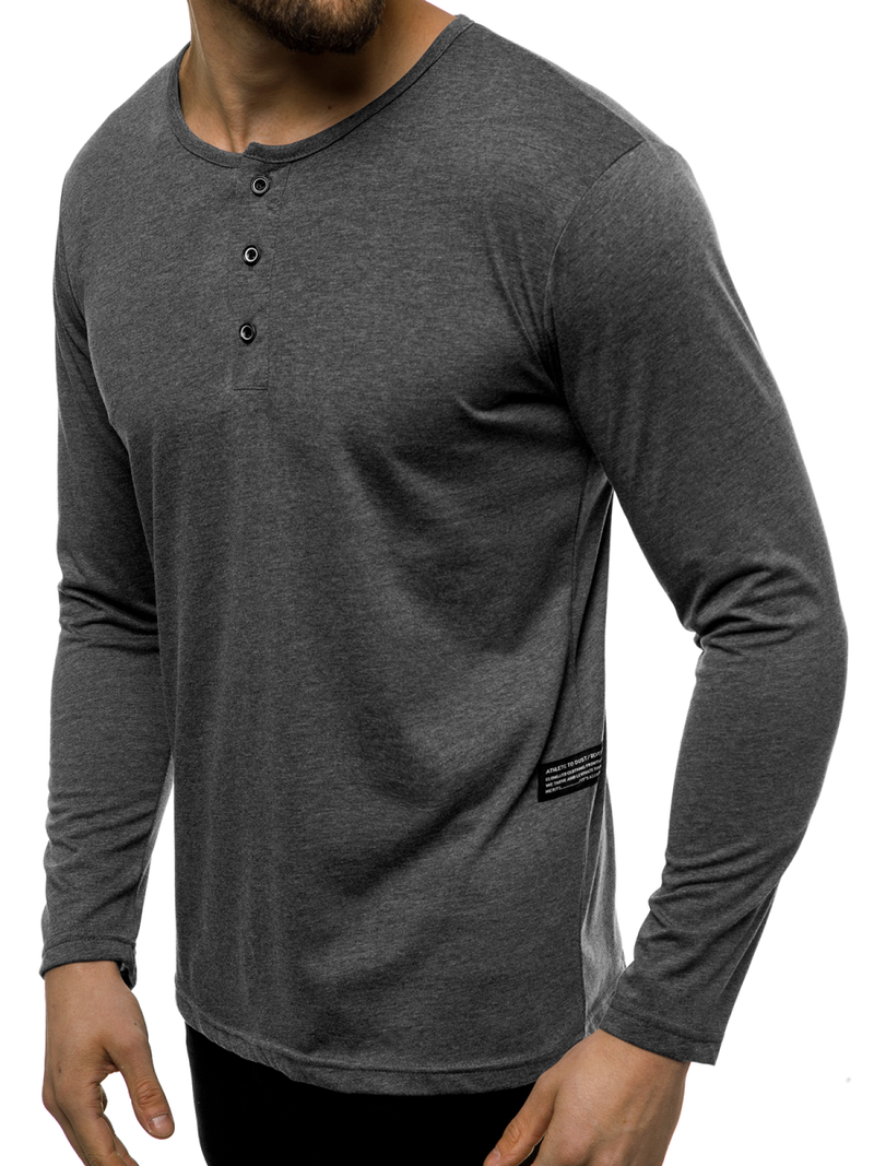 Longsleeve męski bez nadruku grafitowy OZONEE O/1114