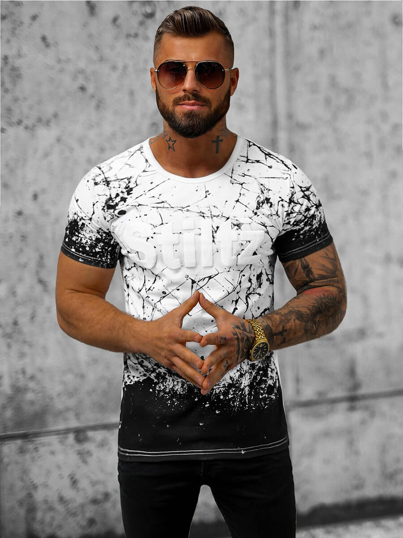 T-shirt męski biały OZONEE JS/S019/1Z