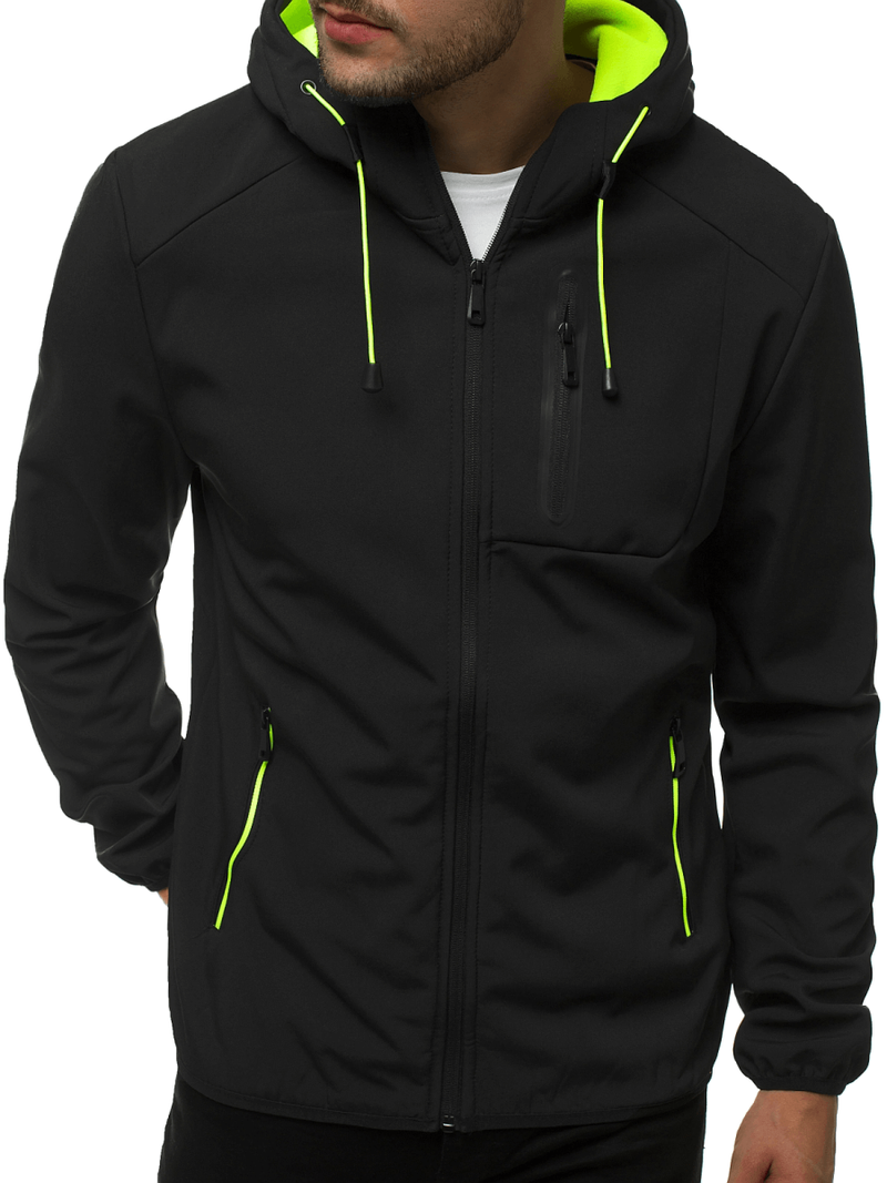 Kurtka softshell męska z kapturem czarna OZONEE JS/KS2183