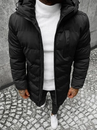 Kurtka zimowa męska długa pikowana czarna OZONEE JS/M2203