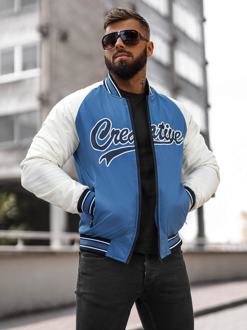 Kurtka męska bomberka niebieska OZONEE JS/84M3011/243Z