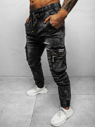 Spodnie jeansowe joggery męskie czarne OZONEE DR/TF109