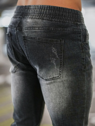 Spodnie jeansowe joggery męskie czarne OZONEE NB/MP0053/2N