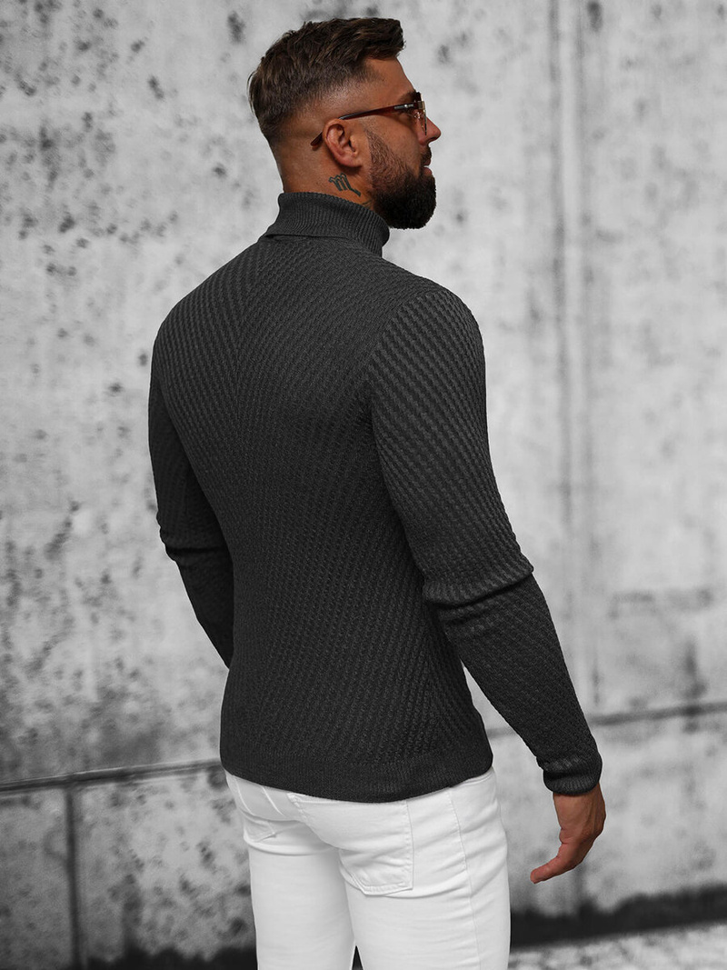 Sweter męski golf grafitowy OZONEE L/1596Z