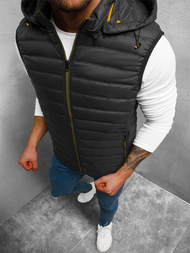 Kamizelka męska pikowana z kapturem czarna OZONEE N/7108/1