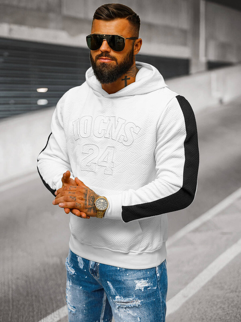 Толстовка чоловіча біла OZONEE JS/3B579