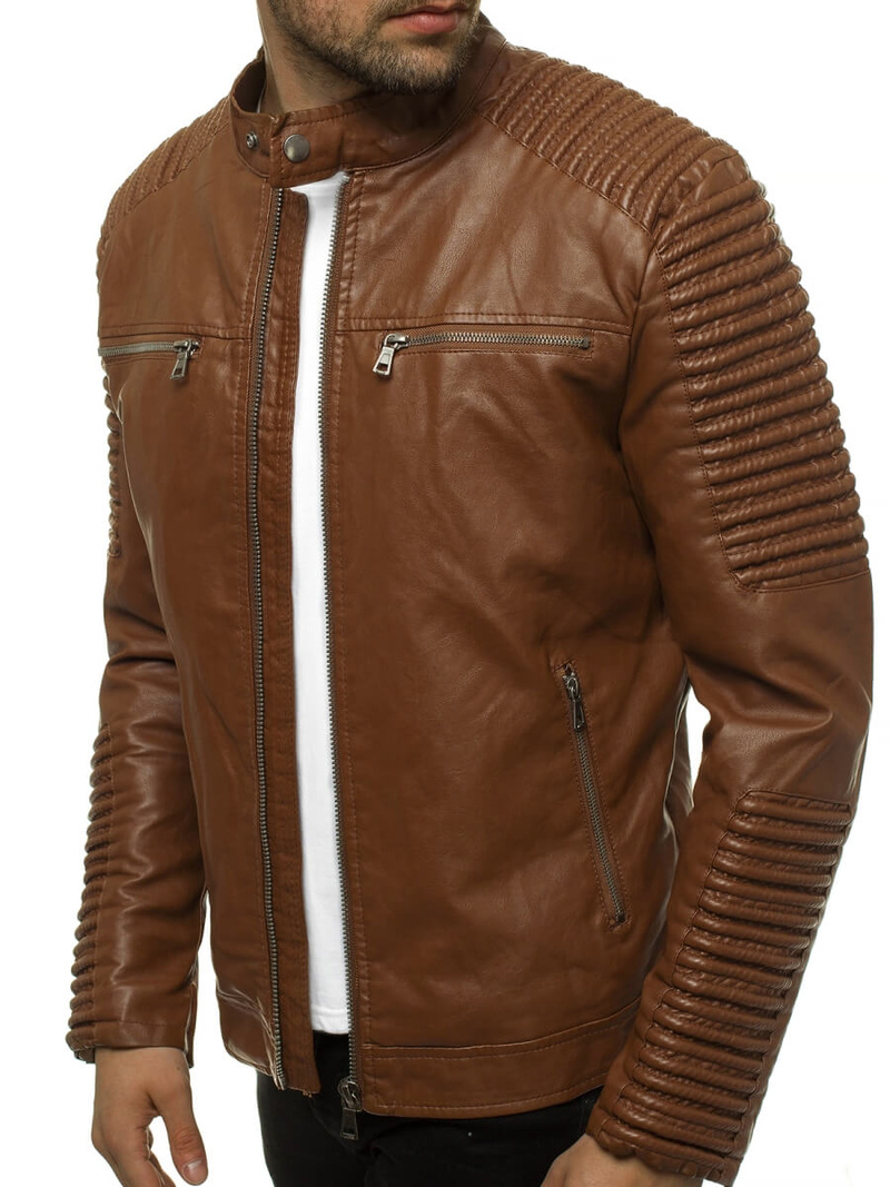 Kurtka skórzana męska camel OZONEE YD/BF5920107
