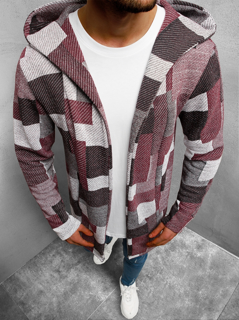 Bluza męska z kapturem czerwona OZONEE N/3501Z