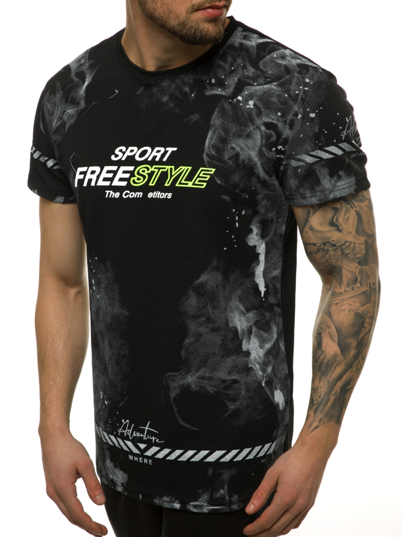 T-Shirt męski czarny OZONEE JS/SS11003