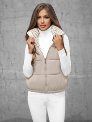 Kamizelka damska pikowana beżowa OZONEE JS/16M9092/62Z