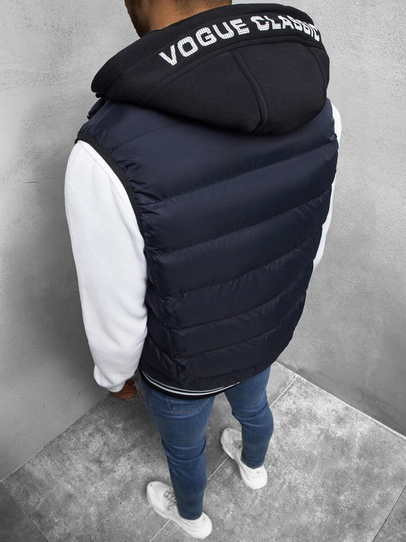 Kamizelka męska pikowana z kapturem granatowa OZONEE N/6879