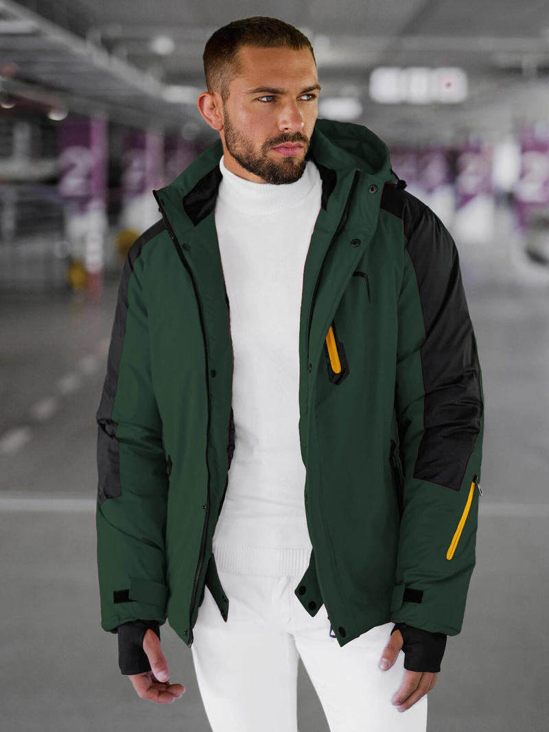 Kurtka zimowa męska ciemno-zielona OZONEE JS/91M9905/136