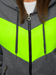 Bluza z kapturem damska grafitowo-zielona OZONEE JS/B26039