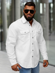 Koszula męska jeansowa biała OZONEE L/CA777/2