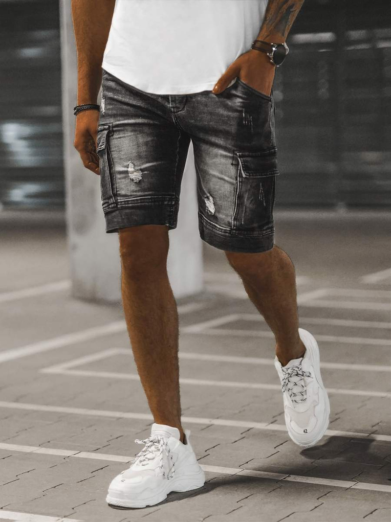 Чоловічі джинсові шорти чорні OZONEE NB/MP0039NZ