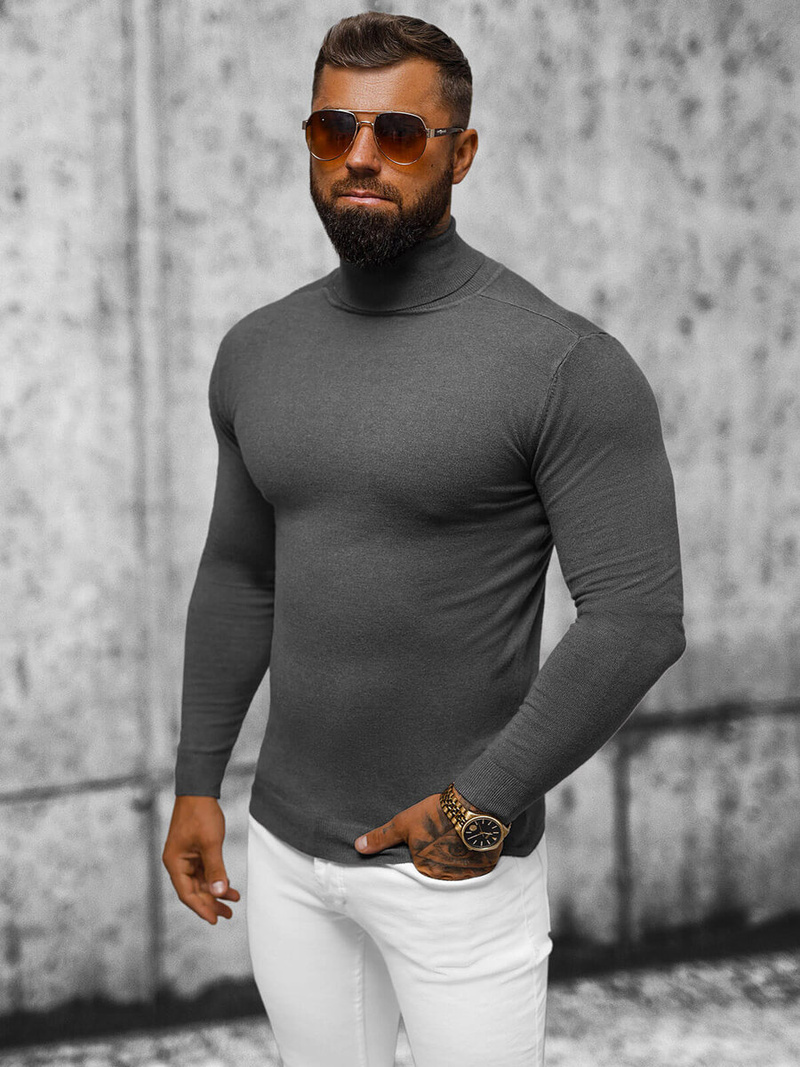 Sweter męski golf grafitowy OZONEE NB/MMB600/3Z