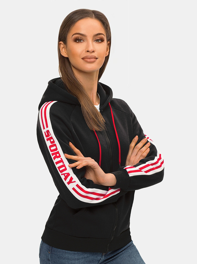 Bluza z kapturem rozpinana damska czarna OZONEE JS/B26046