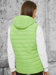 Kamizelka damska pikowana z kapturem limonkowa OZONEE JS/M23039/156