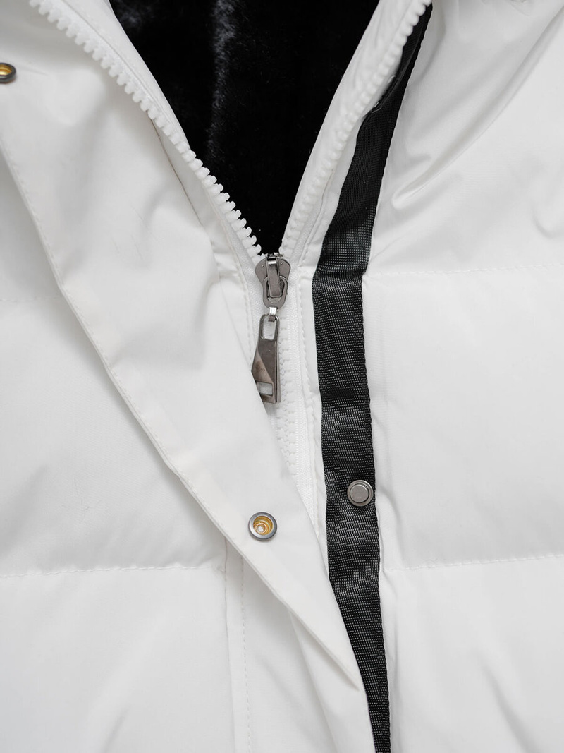 Kurtka zimowa damska długa pikowana biała OZONEE JS/5M3233/281