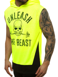 T-Shirt bez rękawów męski żółto-neonowy OZONEE MACH/M1214