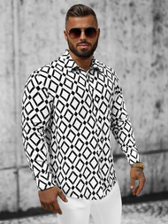 Сорочка чоловіча біло-чорна OZONEE E/9000/16