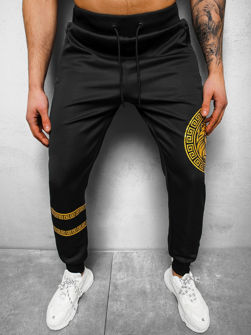 Штани спортивні чоловічі чорно-золотава OZONEE O/HM715
