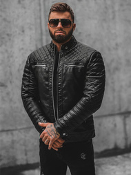 Kurtka skórzana męska czarna OZONEE JS/11Z8002Z