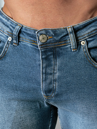 Spodnie jeansowe męskie slim fit niebieskie OZONEE O/0525