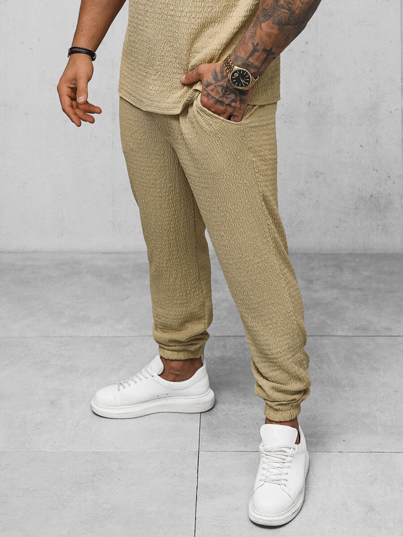 Spodnie dresowe męskie camelowe OZONEE O/K960SP