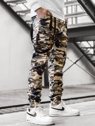 Spodnie męskie chino joggery moro-beżowe OZONEE O/11106