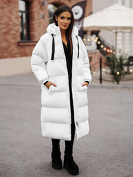 Kurtka zimowa damska długa pikowana biała OZONEE JS/5M3163/281Z
