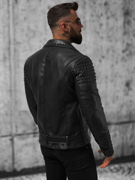 Kurtka skórzana męska czarna OZONEE O/8902
