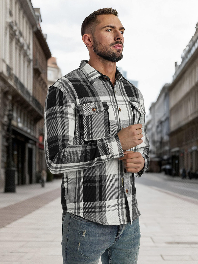 Сорочка Чоловіча Чорно-Бiла OZONEE NB/MC728N/3