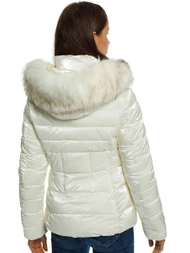 Kurtka zimowa damska z futerkiem ecru OZONEE O/DK030/10