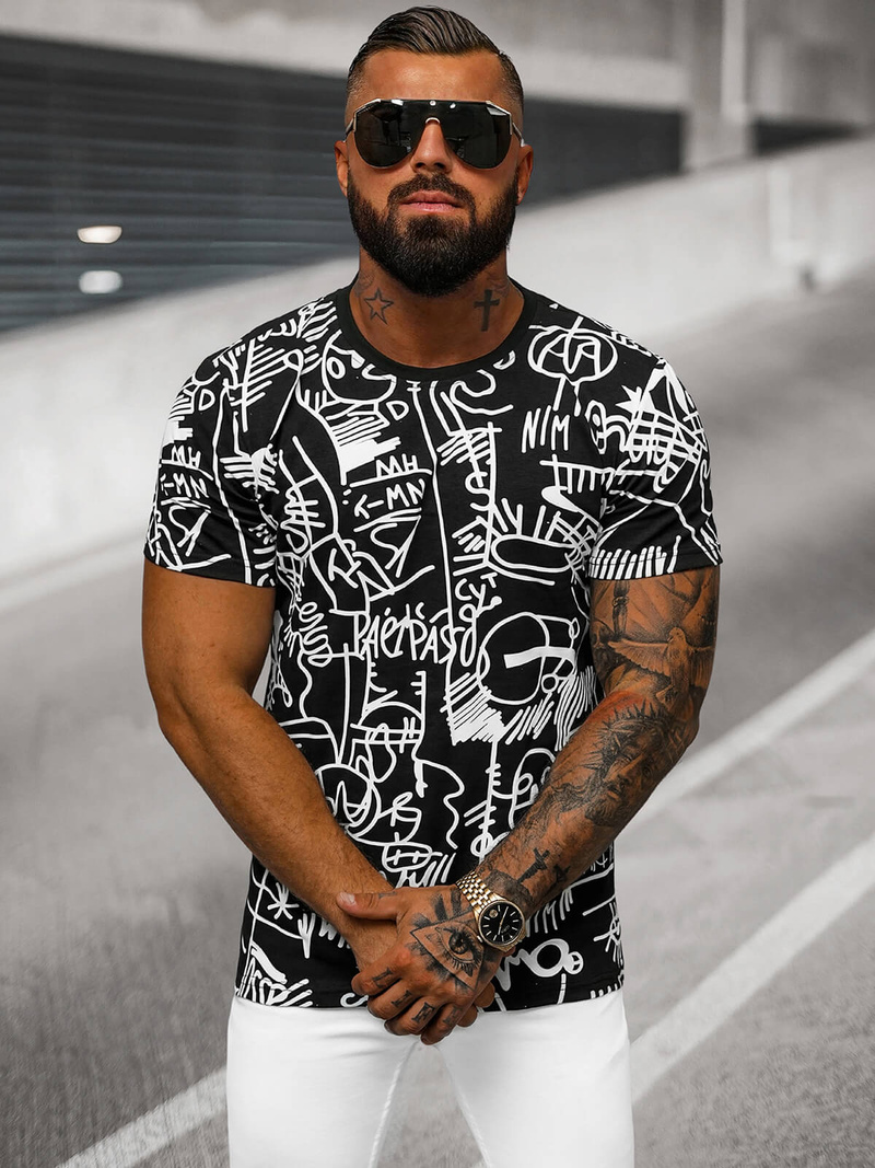 T-shirt męski czarny OZONEE O/T1269/3