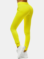 Spodnie dresowe damskie żółto-neonowe OZONEE JS/CK01/33