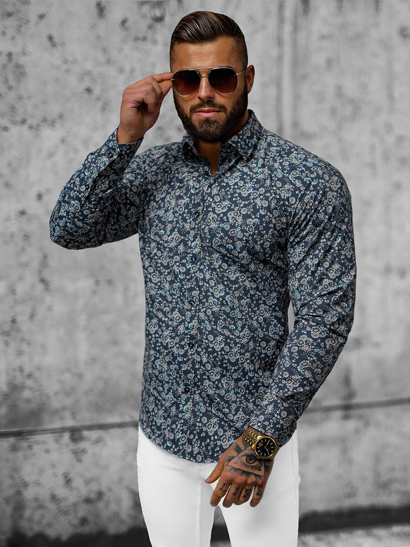 Сорочка чоловіча tемно-cиня OZONEE O/V15