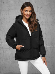 Kurtka zimowa damska pikowana czarna OZONEE JS/5M3169/392