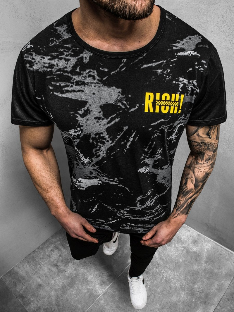 T-Shirt męski czarny OZONEE JS/KS1976Z