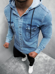 Koszula męska jeansowa jasno-niebieska OZONEE O/3451