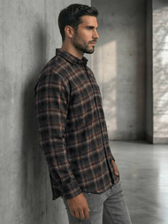 Koszula męska w kratę granatowa OZONEE V/V177Z