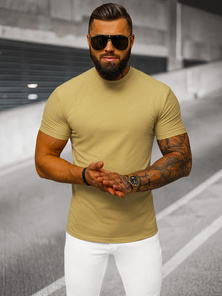 T-shirt męski slim fit beżowy OZONEE NB/MT3001