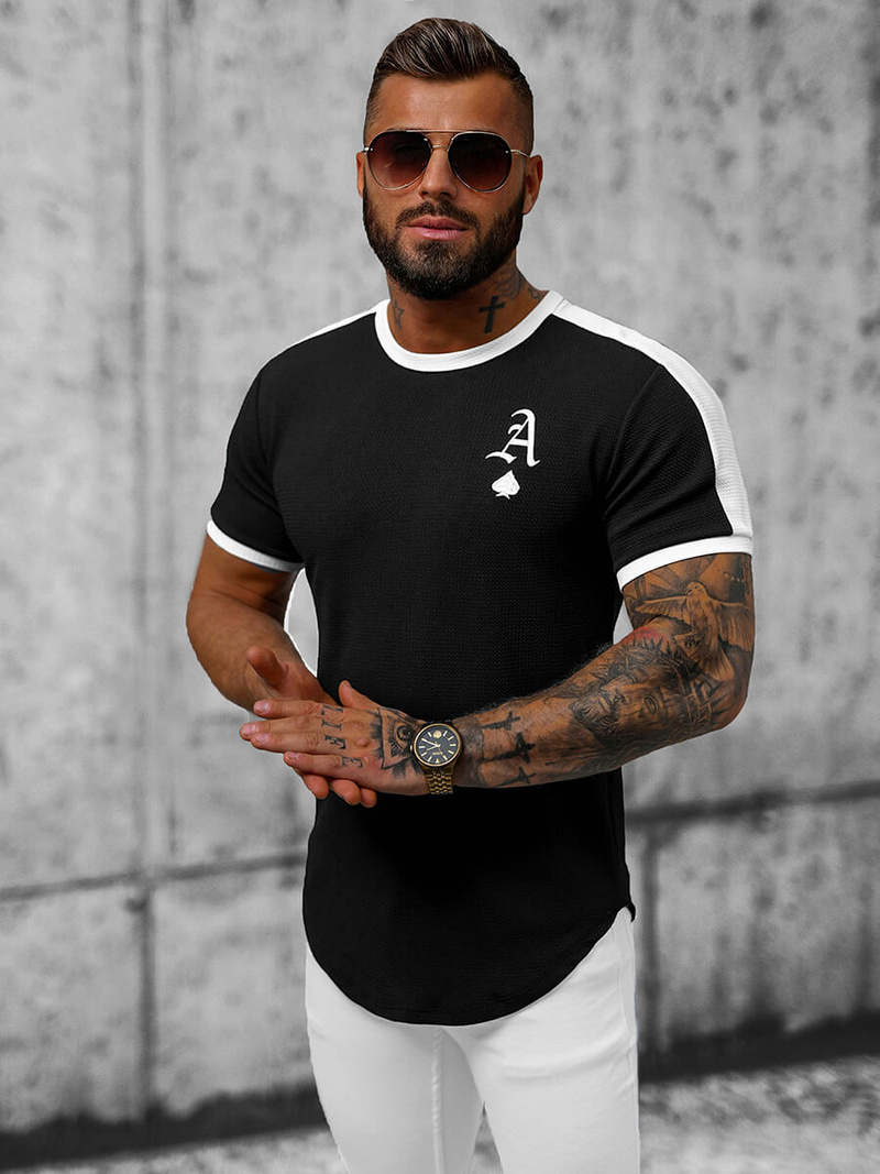 T-shirt męski czarny OZONEE O/TX6413