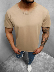 T-Shirt męski bez nadruku beżowy OZONEE JS/712007/91