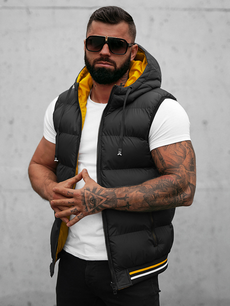 Kamizelka męska dwustronna z kapturem czarna OZONEE N/7127Z